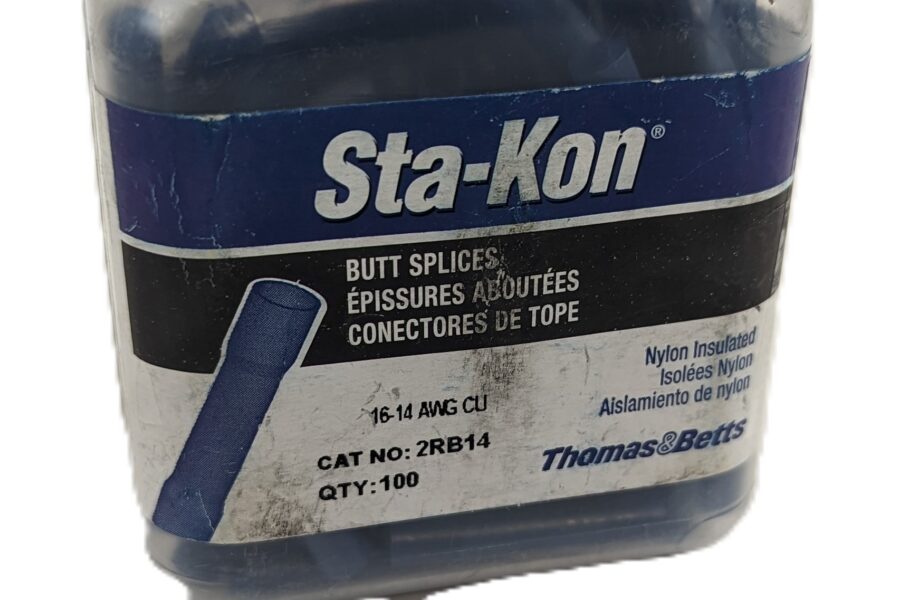 NEW Listing! FREE EXPEDITED PRIORITY MAIL Shipping! 100 Sta-Kon Butt Splices 2RB14 16-14AWG Nylon Insulated Blue Thomas & Betts NEW