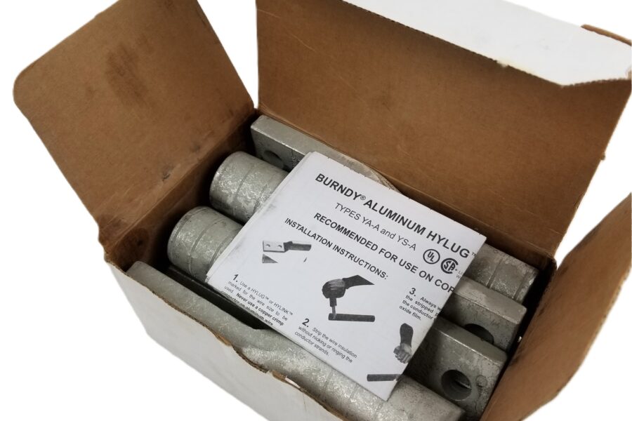NEW Listing! FREE EXPEDITED PRIORITY MAIL Shipping! 8pcs BURNDY YA36A3 Two-Hole Lug Compression Connector Straight Barrel 600kcmil