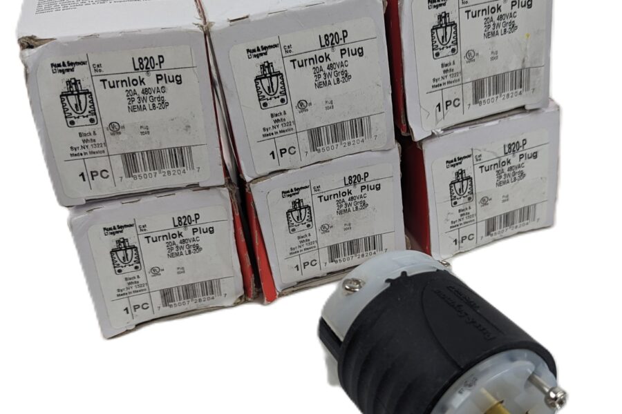 NEW Listing! FREE EXPEDITED PRIORITY MAIL Shipping! 6 Pass & Seymour L820-P Turnlok Male Plug 20A 480Vac 2Pole 3Wire Grdg L8-20P NEW