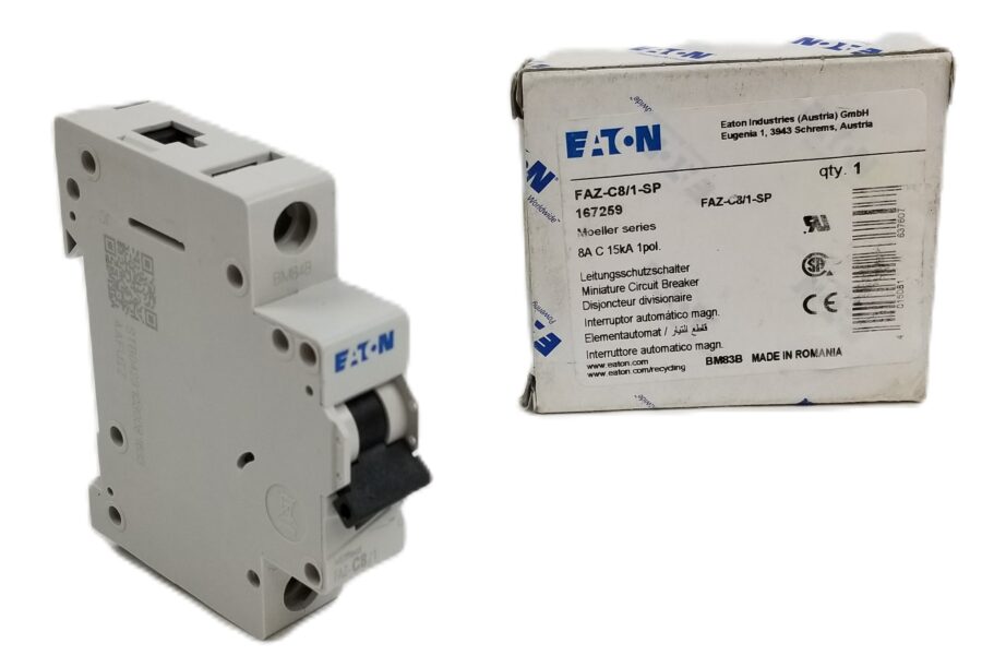 NEW Listing! FREE Shipping! EATON Cutler Hammer FAZ-C8/1-SP Circuit Breaker 8A 277/480Vac 1P Din Rail NEW