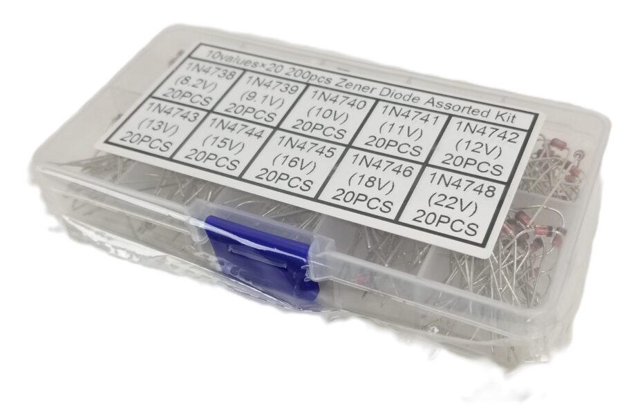 NEW Listing! FREE Shipping! 200pcs Zener Diode Assortment Kit 10 Values x 20 8.2V-22V 1N4738-1N4748 1W NEW