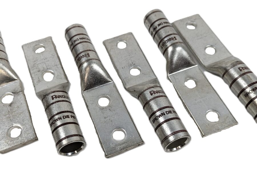 NEW Listing! FREE EXPEDITED PRIORITY MAIL Shipping! 6 Panduit LCC500-12-6 Two Hole Lugs Brown Long Compression Connectors Copper NEW