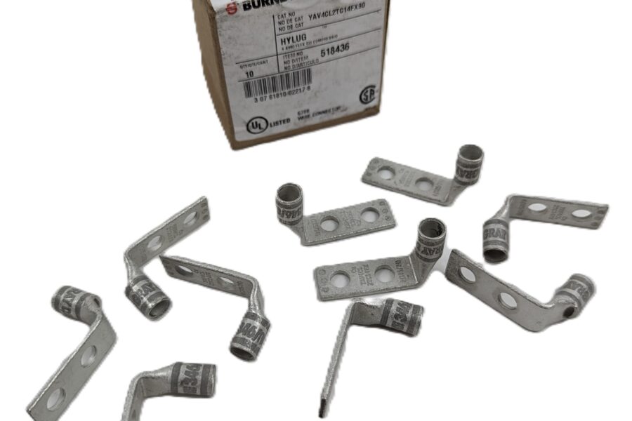 NEW Listing! FREE EXPEDITED PRIORITY MAIL Shipping! 10 BURNDY YAV4CL2TC14FX90 Compression Connector 2Hole Lug Copper 4AWG 1/4″ Gray