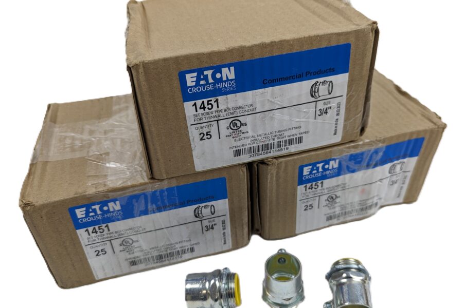 NEW Listing! FREE EXPEDITED PRIORITY MAIL Shipping! 75 EATON Crouse-Hinds 1451 3/4″ Set Screw Type Box Connector for ThinwallEMT NEW