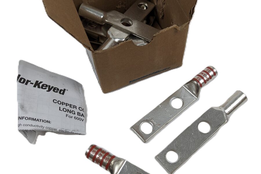 NEW Listing! FREE EXPEDITED PRIORITY MAIL Shipping! 10 Thomas & Betts 54864BE Two Hole Copper Lugs Orange Long Compression Connector
