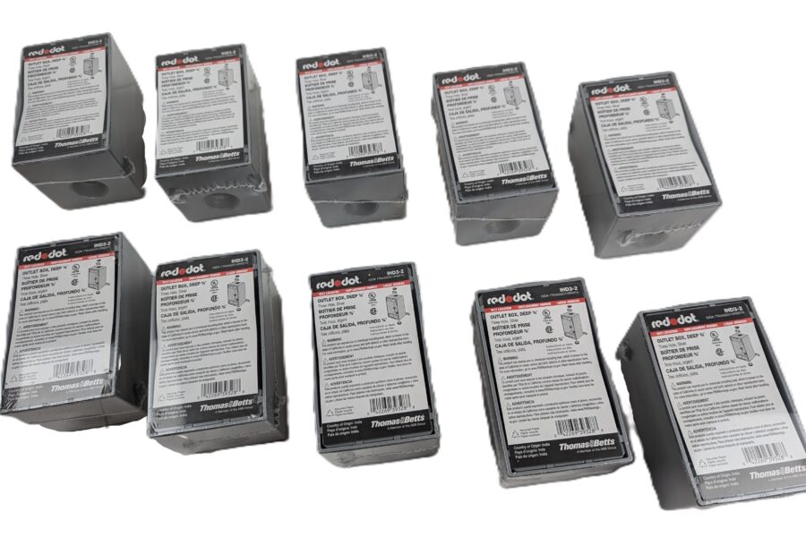 NEW Listing! FREE EXPEDITED PRIORITY MAIL Shipping! 10 Red Dot IHD3-2 Outlet Box Weatherproof Deep 1-Gang Gray Three 3/4″ Holes NEW