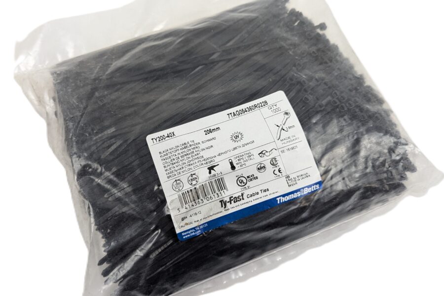 NEW Listing! FREE EXPEDITED PRIORITY MAIL Shipping! 1000 Thomas & Betts TY200-40X Cable Ties 8.1″ 206mm UV Nylon Black 40lb NEW