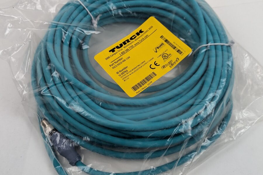 NEW Listing! FREE EXPEDITED PRIORITY MAIL Shipping! Turck RSCD RSCD 440-15M Cordset 4Pin M12 Male to M12 Male 15m Teal TPE NEW