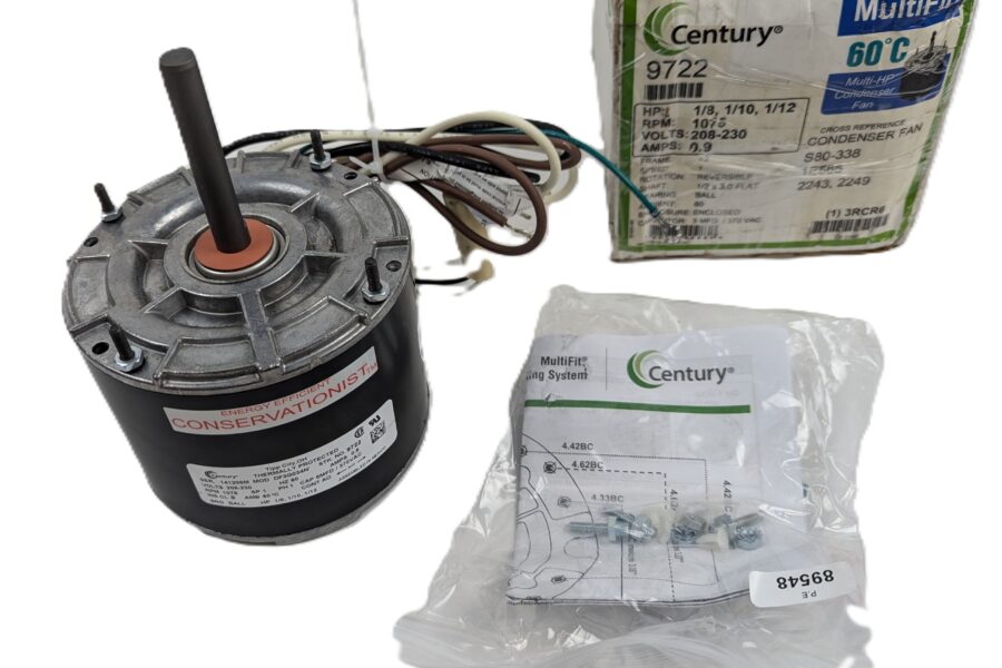 NEW Listing! FREE EXPEDITED PRIORITY MAIL Shipping! Century 9722 Multi-HP Condenser Fan Motor 1/8 1/10 1/12HP 1075RPM 208-230Vac .9A