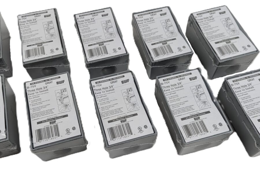 NEW Listing! FREE EXPEDITED PRIORITY MAIL Shipping! 10 BWF B-75V 1-Gang Weatherproof Outlet Box Gray Three 3/4″ Outlets NEW