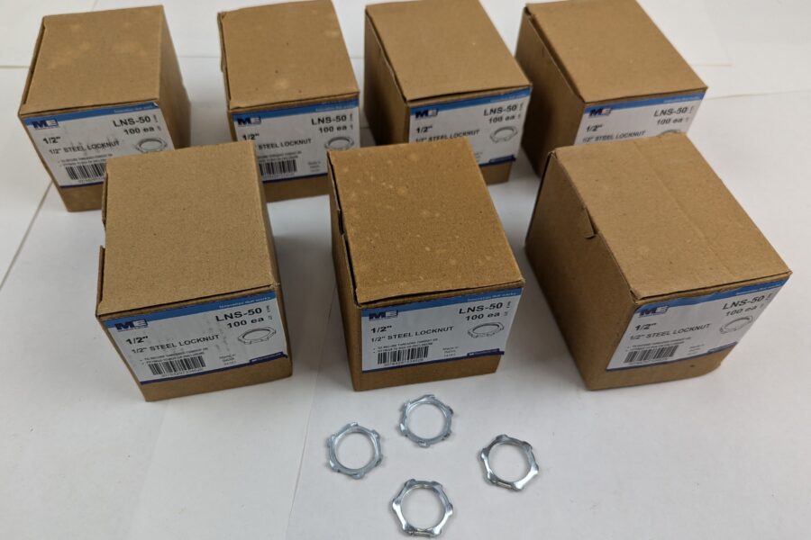 NEW Listing! FREE EXPEDITED PRIORITY MAIL Shipping! 700 Madison Electric LNS-50 1/2″ Steel Locknuts Zinc Plated 7 Boxes of 100ea NEW