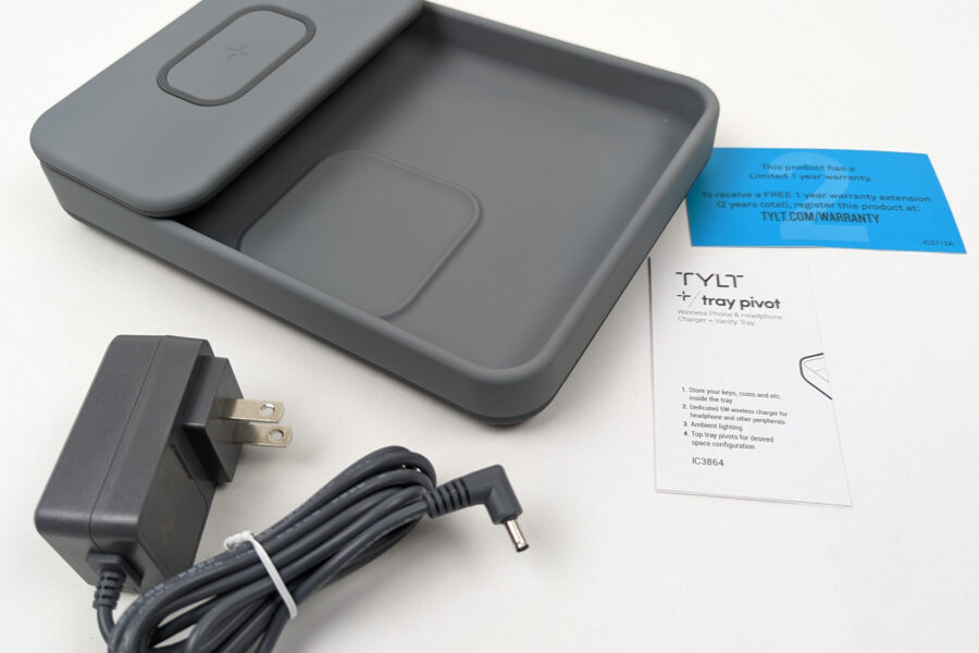 NEW Listing! FREE EXPEDITED PRIORITY MAIL Shipping! TYLT QITRPVTGY-T Tray Pivot Wireless Phone & Headphone Charger & Vanity Tray NEW