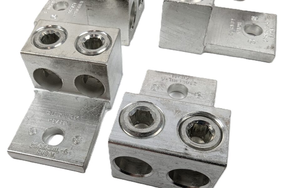 NEW Listing! FREE EXPEDITED PRIORITY MAIL Shipping! 6 BURNDY K2A29U Universal Terminal Tin Plated Aluminum 2-Wire 3/8″ Stud NEW