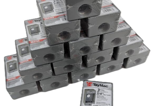 NEW Listing! FREE EXPEDITED PRIORITY MAIL Shipping! 16 TayMac SB375S 1-Gang Weatherproof Outlet Box Gray Three 3/4″ Outlets  NEW