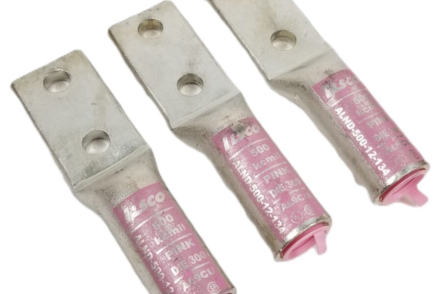 NEW Listing! FREE EXPEDITED PRIORITY MAIL Shipping! 3 ILSCO ALND-500-12-134 Compression Lug Connector Two Hole Pink Aluminum NEW