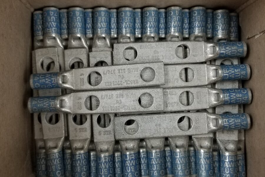 NEW Listing! FREE EXPEDITED PRIORITY MAIL Shipping! 40 BURNDY YA6CL2TC14E1 Compression Connector 2Hole Lug Copper Blue 6AWG NEW