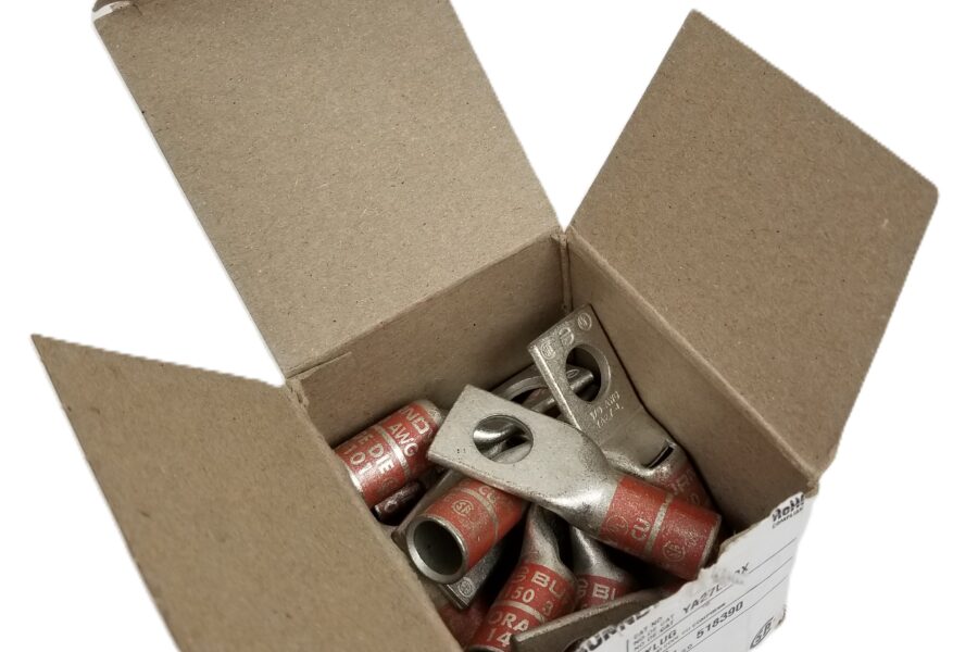 NEW LISTING! FREE EXPEDITED PRIORITY MAIL SHIPPING! 10 BURNDY YA27LBOX Compression Connector 1-Hole Lug Copper Orange 3/0 AWG NEW