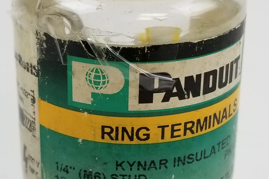 NEW LISTING! FREE EXPEDITED PRIORITY MAIL SHIPPING! 50pc Panduit PK10-14R-L Ring Terminals 1/4″ stud 12-10AWG Kynar Insulated  NEW