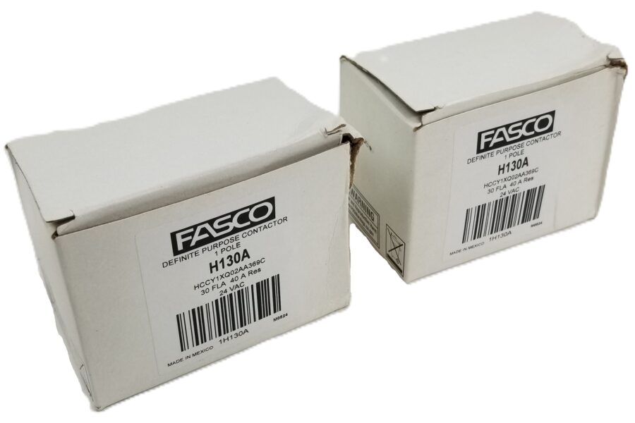 NEW LISTING! FREE EXPEDITED PRIORITY MAIL SHIPPING! 2 Fasco H130A Definite Purpose Contactor 1 Pole 24Vac 50/60Hz Coil 30A FLA NEW