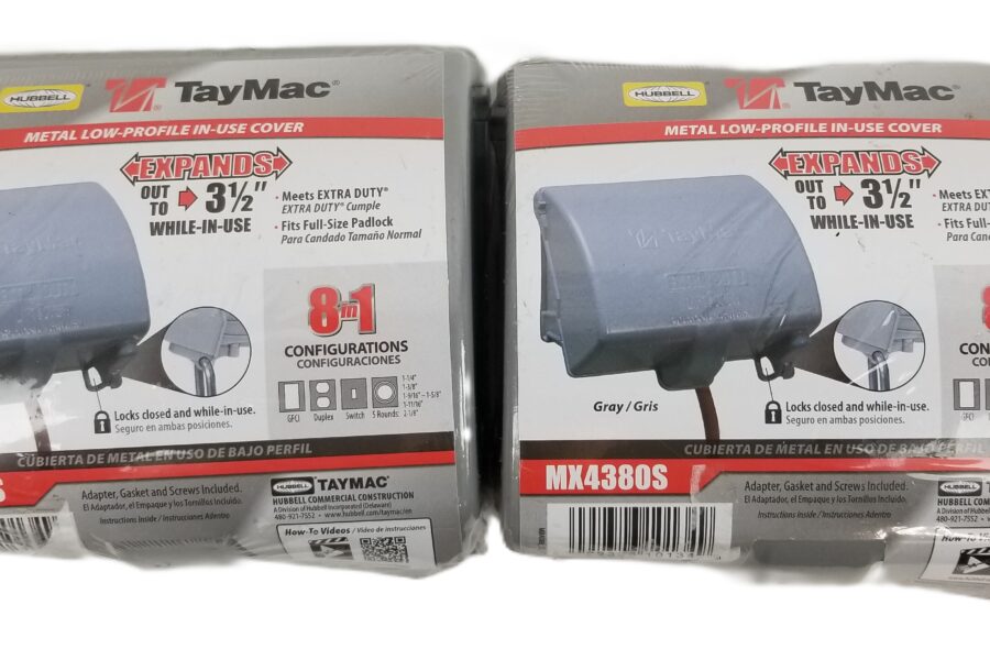 NEW LISTING! FREE EXPEDITED PRIORITY MAIL SHIPPING! 2 TayMac Hubbell MX4380S 1-Gang Gray Metal Weatherproof Electrical Box Cover NEW