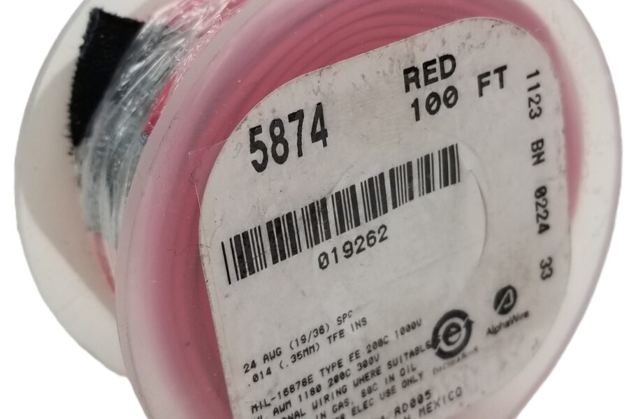 NEW LISTING! FREE EXPEDITED PRIORITY MAIL SHIPPING! 100′ Alpha 5874 RD005 Hook-Up Wire PTFE 24AWG High Temp 200C SPC Red M16878 NEW