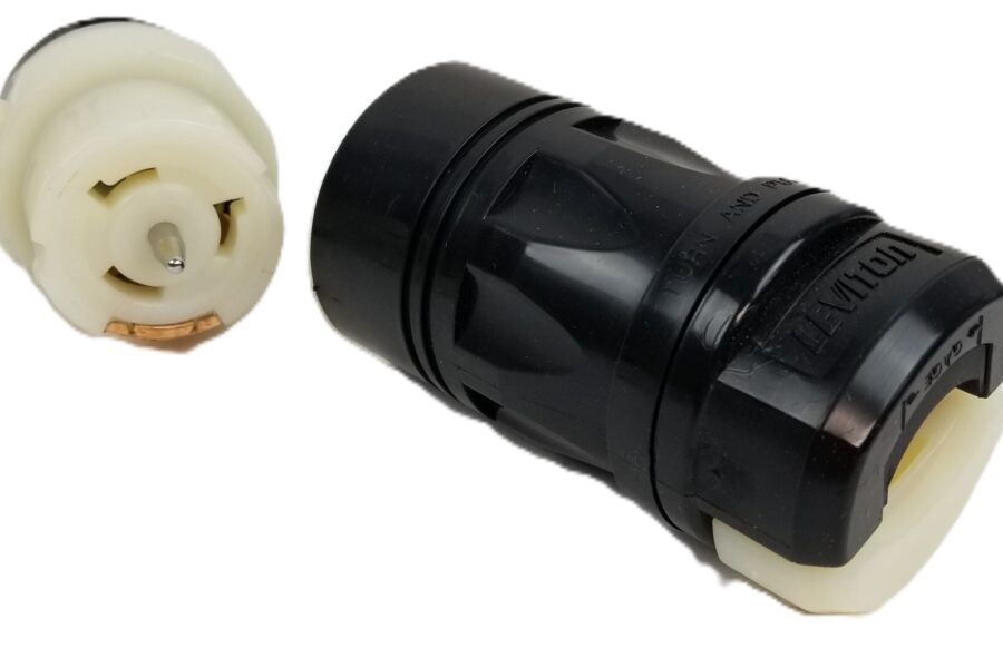 NEW LISTING! FREE EXPEDITED PRIORITY MAIL SHIPPING! Leviton CS8164C Locking Connector 50A 480V 3Phase 3Pole 4Wire Grounding B&W NEW