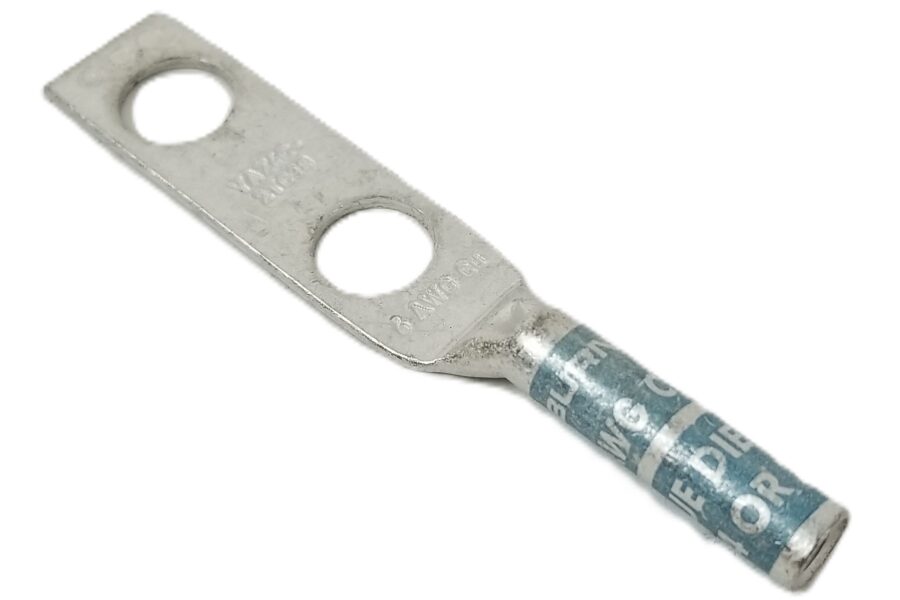 NEW LISTING! FREE EXPEDITED PRIORITY MAIL SHIPPING! 23 BURNDY YAZ6C2TC38 2-Hole Long Lug CU Compression 1-3/16″ Blue 6AWG NEW
