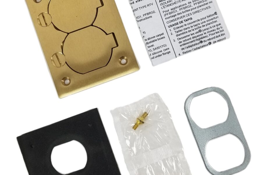 NEW LISTING! FREE EXPEDITED PRIORITY MAIL SHIPPING! Hubbell S3825 1-Gang Rectangular Floorbox Cover Brushed Brass Duplex Flaps NEW