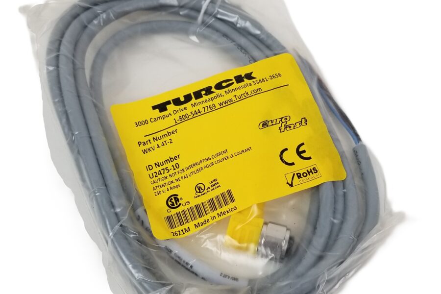 NEW LISTING! FREE EXPEDITED PRIORITY MAIL SHIPPING! Turck WKV 4.4T-2 Cordset 22AWG 4A 250V 4Pins M12 Right Angle GRAY NEW