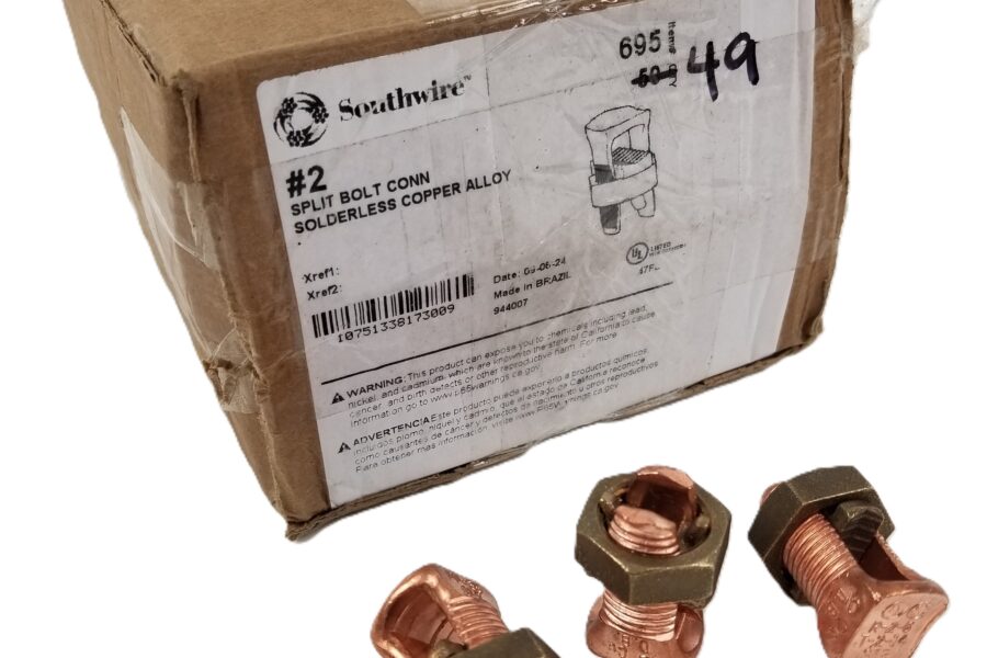 NEW LISTING! FREE EXPEDITED PRIORITY MAIL SHIPPING! 49 Southwire 695 #2 Split Bolt Connector Copper EMT TOPAZ 2 SOL-14 SOL 2 AWG NEW