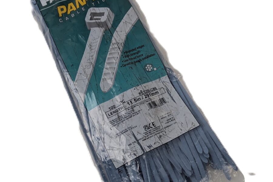 NEW LISTING! FREE EXPEDITED PRIORITY MAIL SHIPPING! 100pcs PLT3S-C86 Panduit Cable Ties 11.5inch PAN-TY Blue Metal Detectable 50lbs