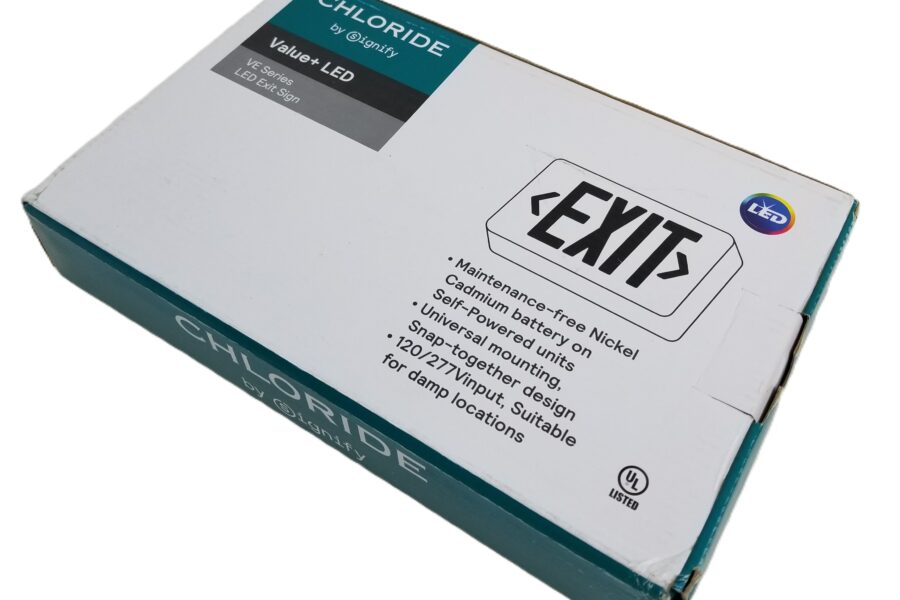 NEW LISTING! FREE SHIPPING! Chloride by Signify VERWEM LED Red Exit Sign Compact Plastic Battery Backup NEW
