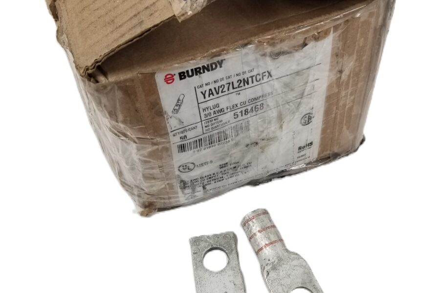 NEW LISTING! FREE EXPEDITED PRIORITY MAIL SHIPPING! 50 BURNDY YAV27L2NTCFX Standard Barrel Compression Terminal 2-Hole 3/0 AWG NEW