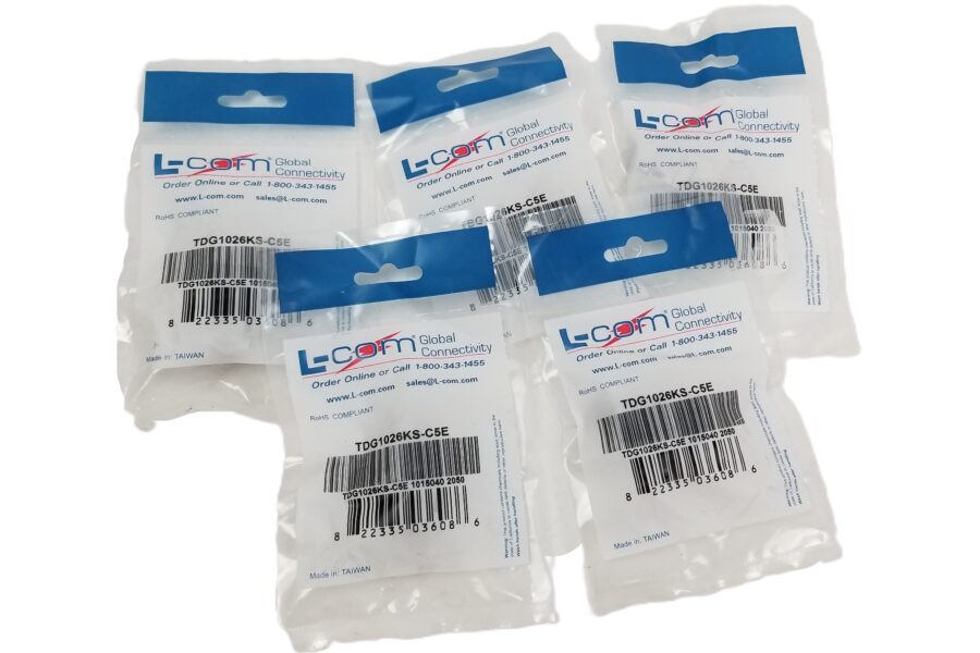 NEW LISTING! FREE SHIPPING! 5 L-Com TDG1026KS-C5E Shielded RJ45 Cat5E Coupler Keystone Feed-Thru NEW