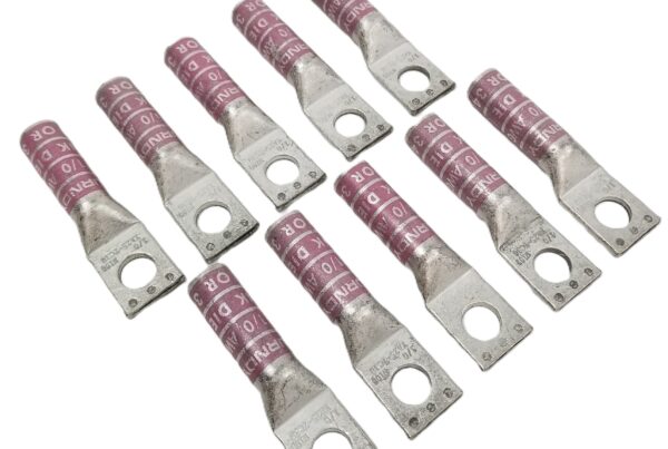 NEW LISTING! FREE EXPEDITED PRIORITY MAIL SHIPPING! 10 BURNDY YA25TC38 Compression Connector 1-Hole Lug Copper Pink 1/0 AWG NEW