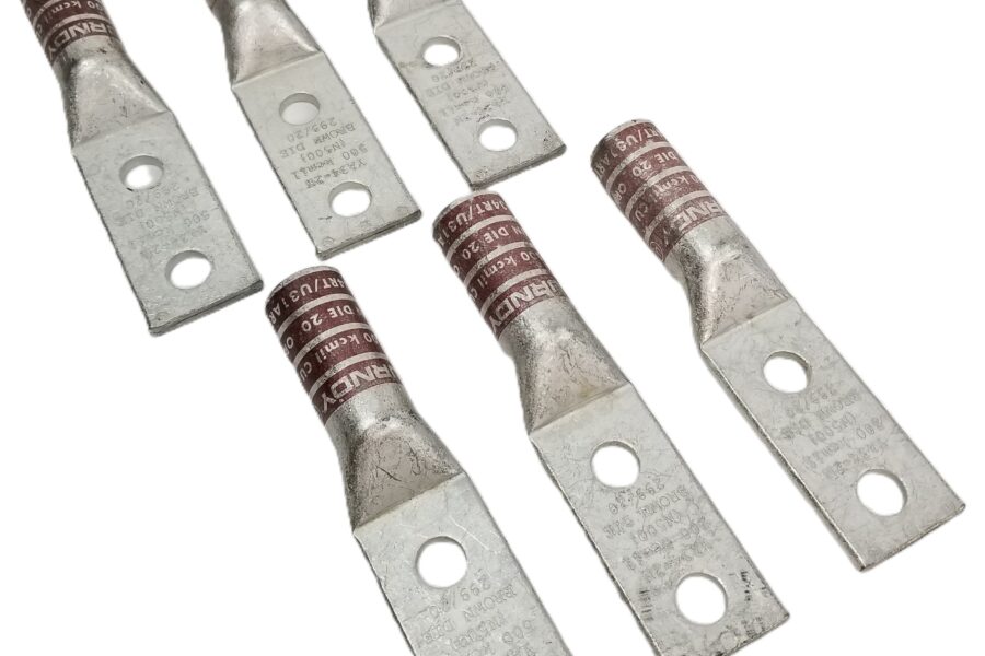 NEW LISTING! FREE EXPEDITED PRIORITY MAIL SHIPPING! 6 BURNDY YA342N 2-Hole Lug Copper Compression Connector Straight 500 KCMIL NEW