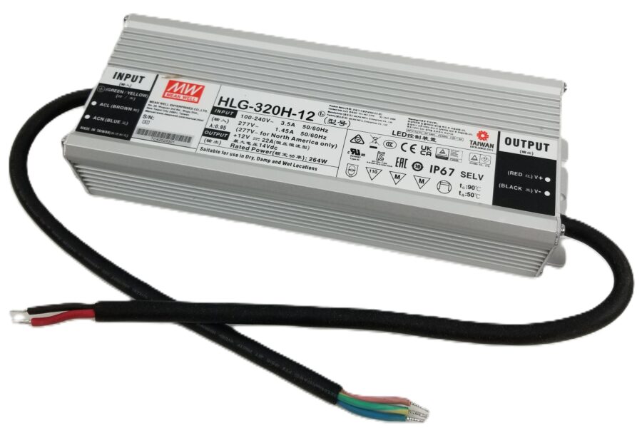 NEW LISTING! FREE SHIPPING! Mean Well HLG-320H-12 LED Driver AC/DC 100-240V 50/60Hz 3.85-1.6A IP67 NEW
