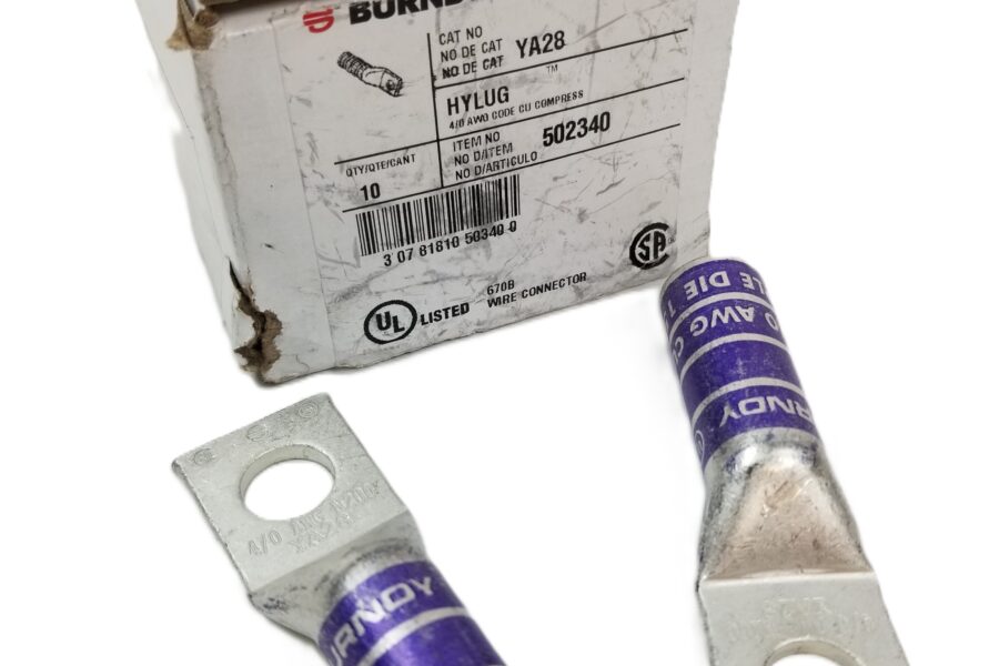 NEW LISTING! FREE EXPEDITED PRIORITY MAIL SHIPPING! 10 BURNDY YA28 Hylug Lug Terminal 1/2″ 1-Hole Compression Lug Purple 4/0 AWG NEW