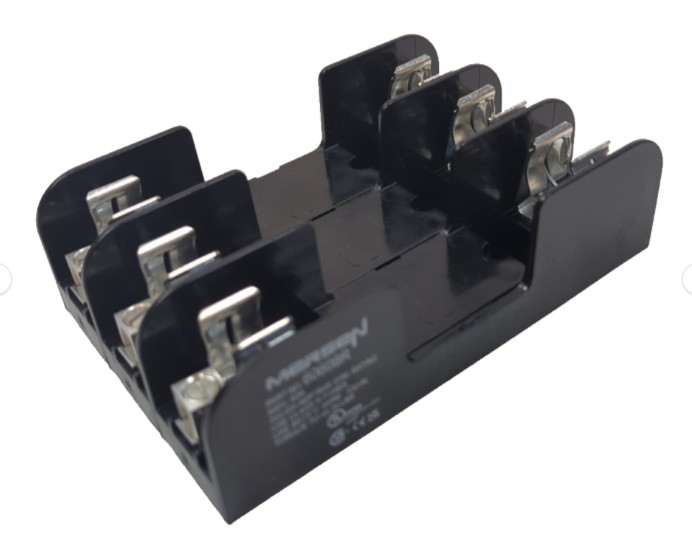 NEW LISTING! FREE SHIPPING! Mersen 60608R Open Fuse Block 60A 600Vac/Vdc 3-Pole Box w/Reinforced Clip NEW