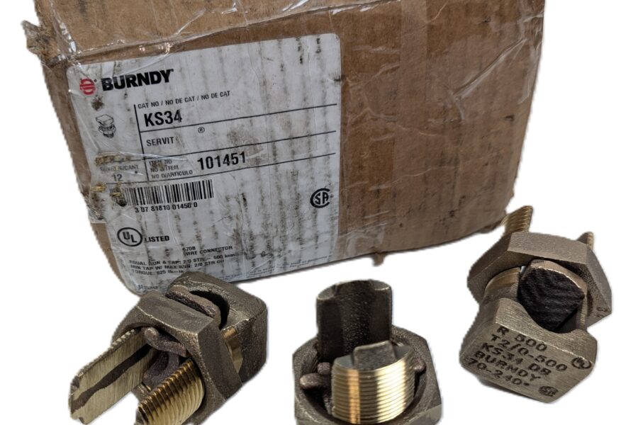 NEW LISTING! FREE SHIPPING! 12 BURNDY KS34 Split-Bolt Square Head Run/Tap Connector Copper 2/0AWG Str500 NEW