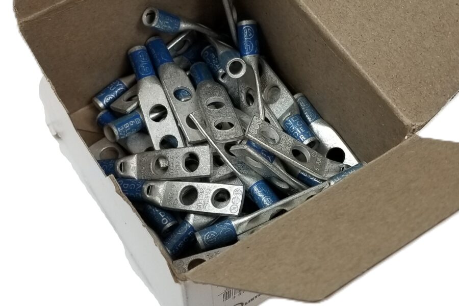 NEW LISTING! FREE SHIPPING! 50 BURNDY YA6CL2TC14E Compression Connector 2Hole Lug Copper Blue 6AWG NEW