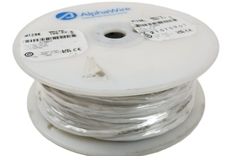 NEW LISTING! FREE SHIPPING! 100′ Alpha M1234-WH005 PTFE Cable 4 Cond. 20AWG High Temp 200C SPC M16878E/4 NEW