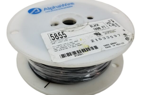 NEW LISTING! FREE SHIPPING! 1000′ Alpha 5855 BK001 Hook-Up Wire PTFE 22AWG High Temp 200C SPC M16878/4 E NEW