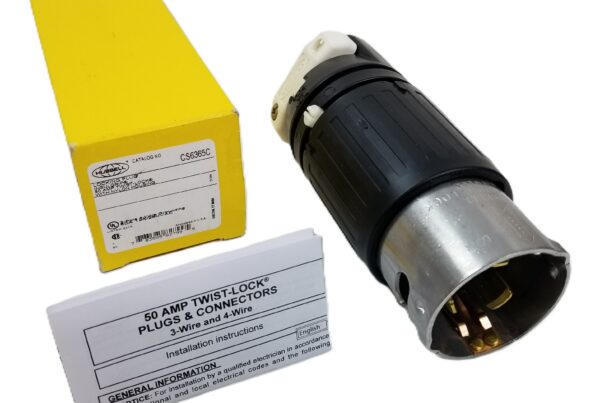 NEW LISTING! FREE SHIPPING! Hubbell CS6365C Locking Plug Connector 50A 125/250Vac 3Pole 4Blade Grounding NEW