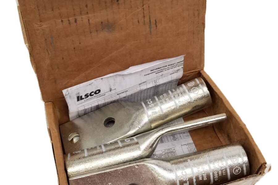 NEW LISTING! FREE SHIPPING! 3pc ILSCO CLND-1000-12-134 Compression Lug Connectors Two Hole White Copper NEW