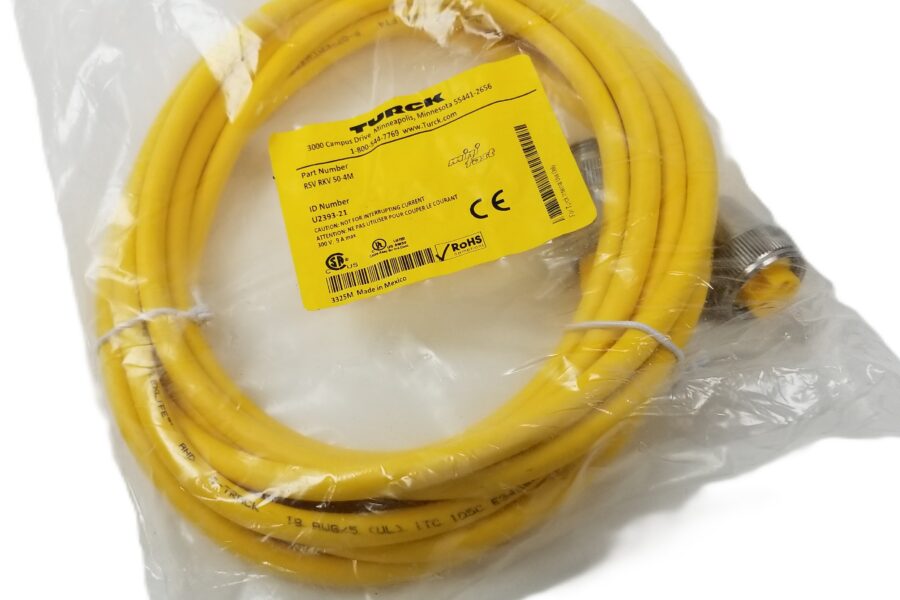 NEW LISTING! FREE SHIPPING! Turck RSV RKV50-4M Cordset 5Pin Male/Female Straight Yellow PVC 4meter 9 Amp NEW