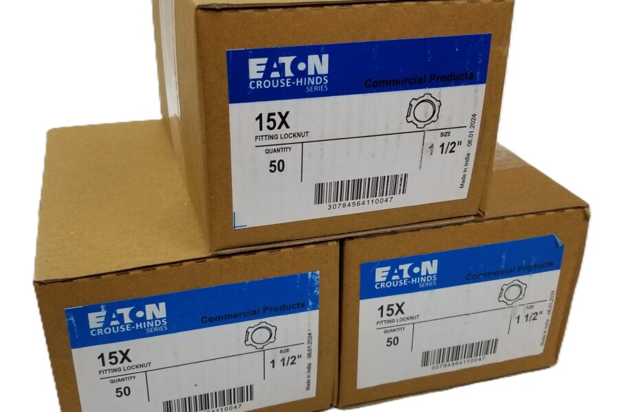 NEW LISTING! FREE SHIPPING! 150 EATON Crouse Hinds 15X 1-1/2″ Fitting Locknut Steel 3 Boxes of 50 Each NEW