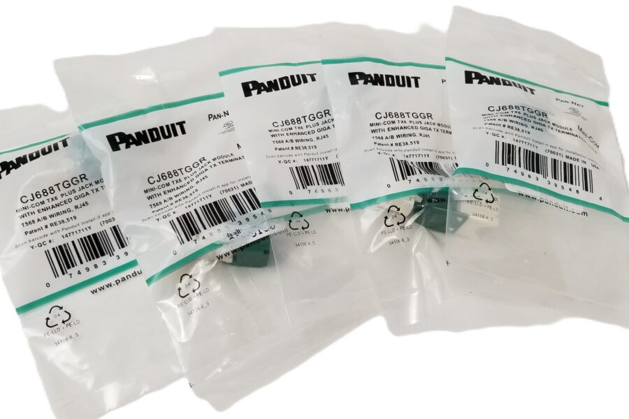 NEW LISTING! FREE SHIPPING! 5 Panduit CJ688TGGR Modular Ethernet Conn. Jack 8p8c RJ45 Unshielded CAT6 NEW