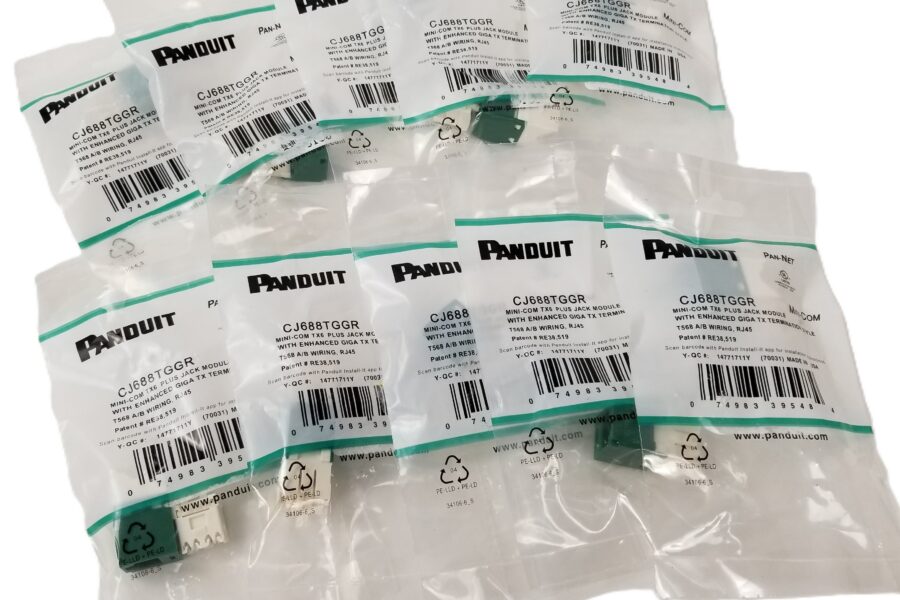 NEW LISTING! FREE SHIPPING! 10 Panduit CJ688TGGR Modular Ethernet Conn. Jack 8p8c RJ45 Unshielded CAT6 NEW