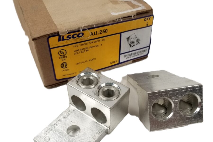 NEW LISTING! FREE SHIPPING! 6 ILSCO AU-250 Two-Conductor Mechanical Lug 250kcmil-6 Str Wire 3/8 Bolt NEW